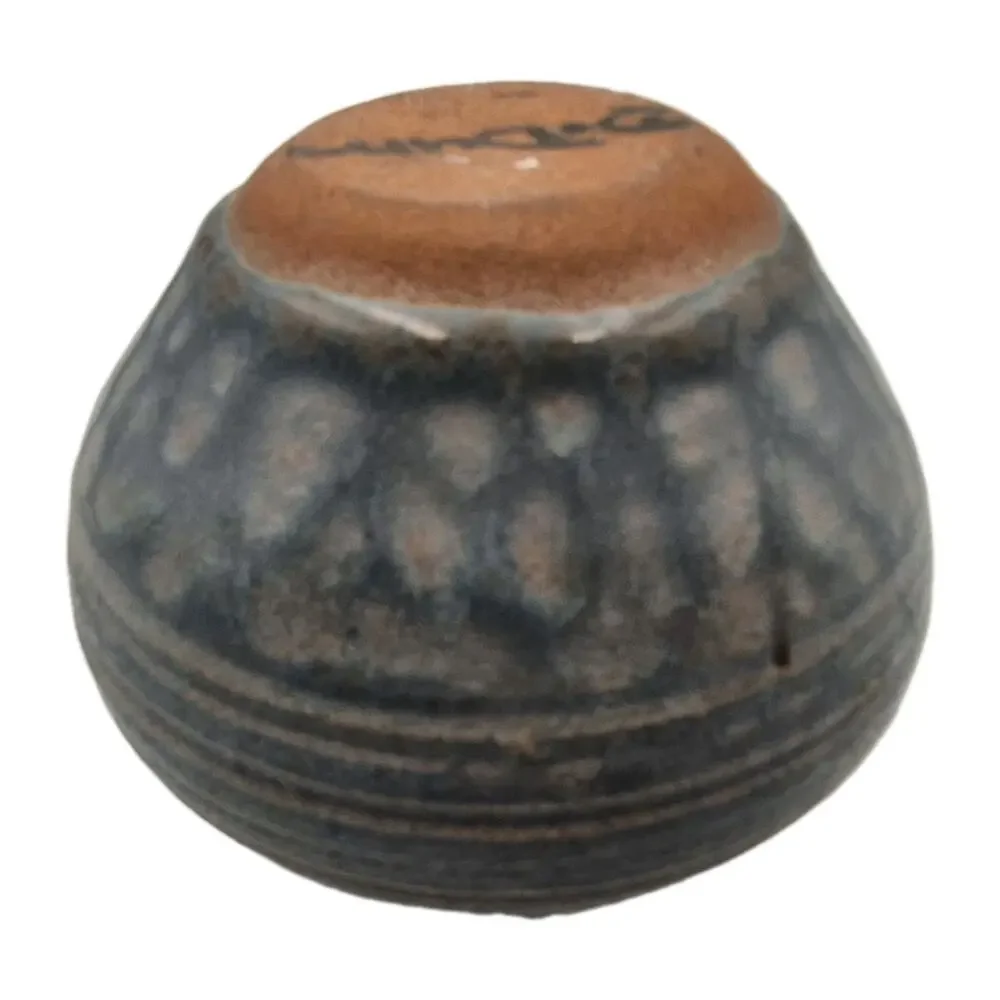 Vintage Studio Art Pottery Blue Mini Vase Signed D Dunn 3